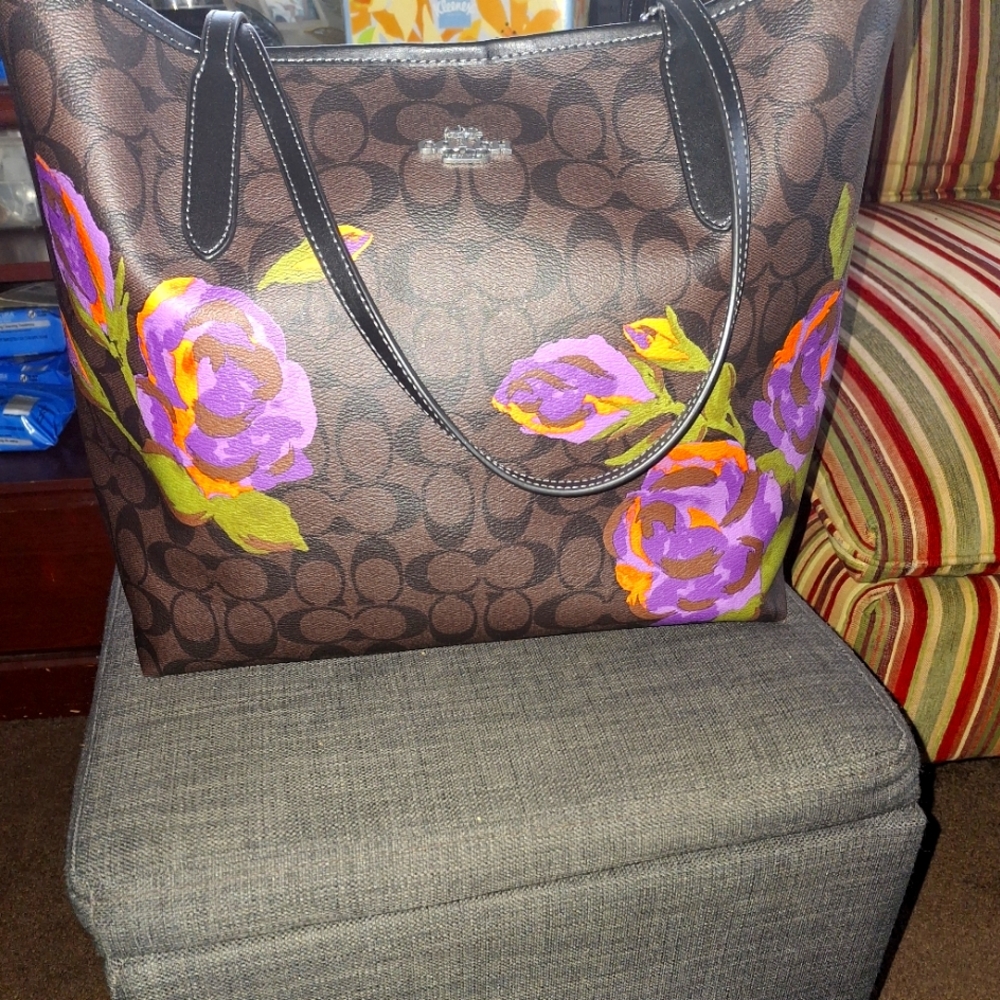 Coach Brown Floral Tote Bag